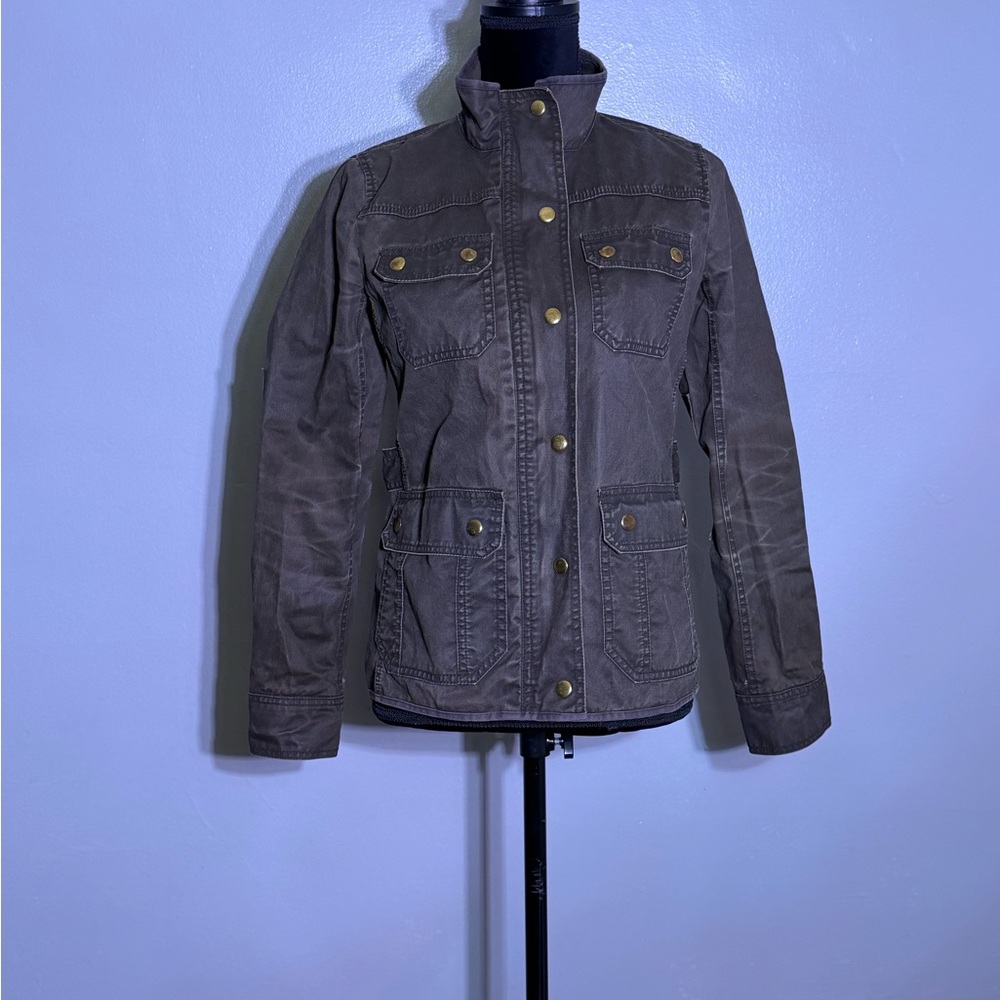 J.Crew The Downtown Waxed Cotton Moss Green Military Field Jacket Womens Sz XS - Picture 8 of 8